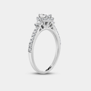Gilded 3/4 Carat Lab-Grown Diamond Oval-Shaped Halo Engagement Ring with a Classic Shank