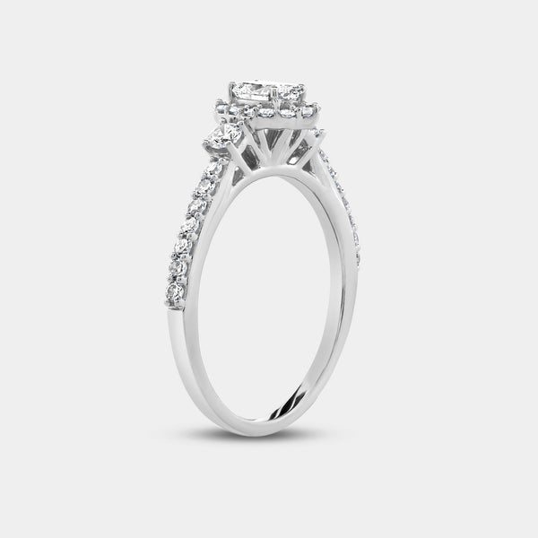 3/4 Carat Lab-Grown Diamond Oval-Shaped Halo Engagement Ring with a Classic Shank — GILDED New York