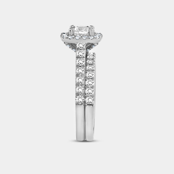1 and 3/4 Carat Lab-Grown Diamond Engagement Ring Set with a Round-Shaped Center and a Cushion Halo — GILDED New York