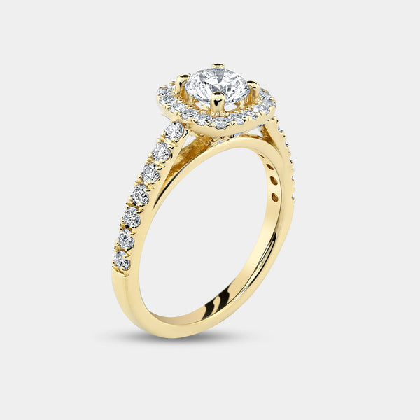 1 and 3/4 Carat Lab-Grown Diamond Engagement Ring Set with a Round-Shaped Center and a Cushion Halo — GILDED New York