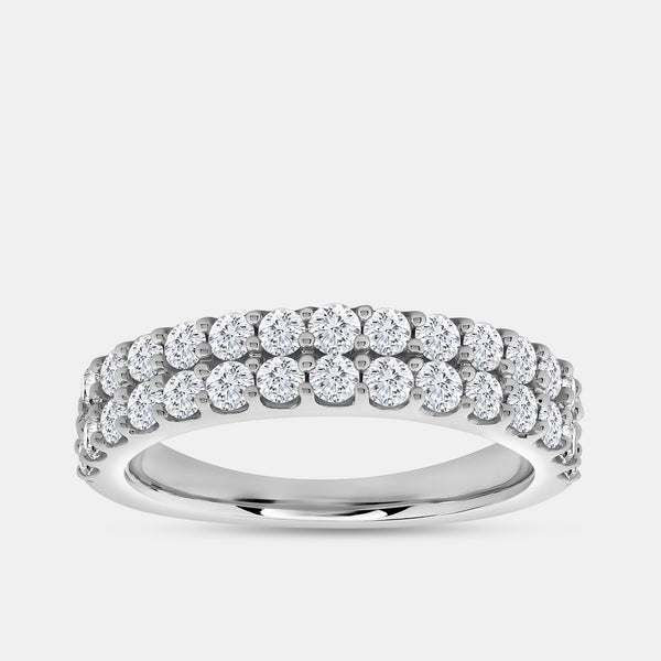 1 Carat Lab-Grown Diamond Two-Row Scallop-Set Anniversary Band — GILDED New York
