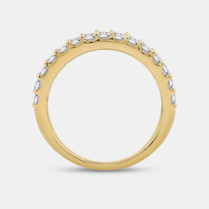 Gilded 1 Carat Lab-Grown Diamond Two-Row Scallop-Set Anniversary Band