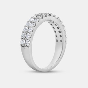 Gilded 1 Carat Lab-Grown Diamond Two-Row Scallop-Set Anniversary Band
