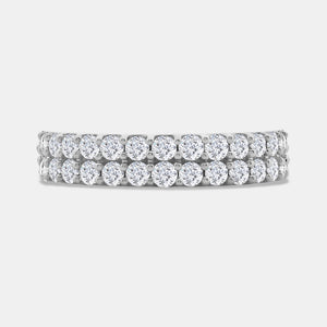 Gilded 1 Carat Lab-Grown Diamond Two-Row Scallop-Set Anniversary Band