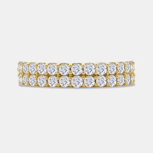 Gilded 1 Carat Lab-Grown Diamond Two-Row Scallop-Set Anniversary Band