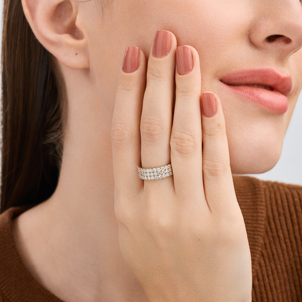1 and 1/2 Carat Lab-Grown Diamond Three Row U-Cut Anniversary Band — GILDED New York