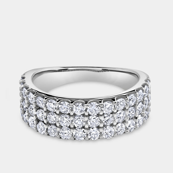 Gilded 1 and 1/2 Carat Lab-Grown Diamond Three Row U-Cut Anniversary Band