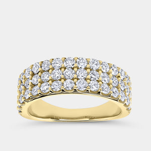 Gilded 1 and 1/2 Carat Lab-Grown Diamond Three Row U-Cut Anniversary Band