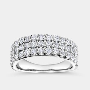 Gilded 1 and 1/2 Carat Lab-Grown Diamond Three Row U-Cut Anniversary Band