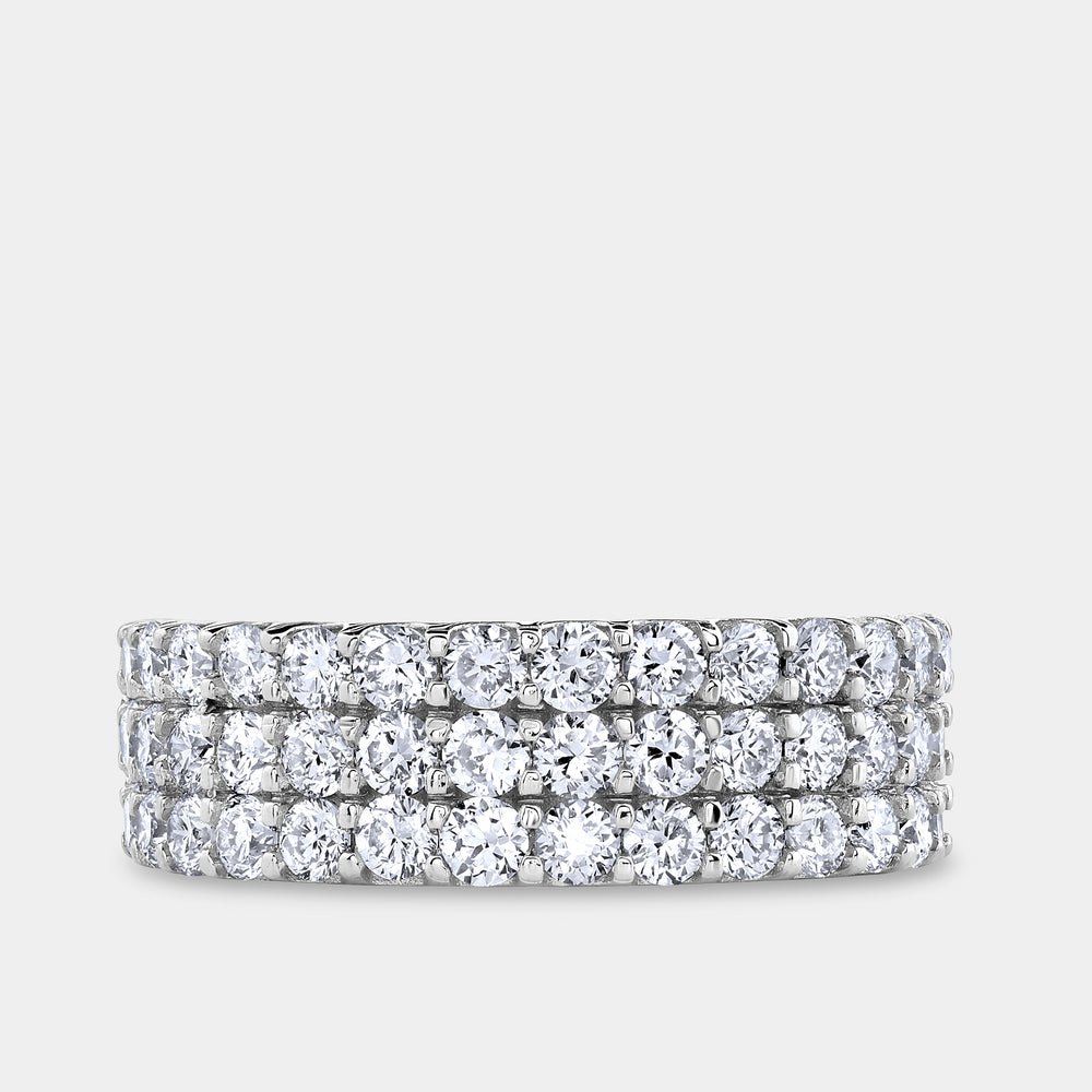 Gilded 1 and 1/2 Carat Lab-Grown Diamond Three Row U-Cut Anniversary Band