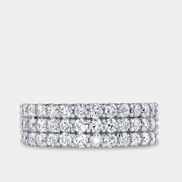 Gilded 1 and 1/2 Carat Lab-Grown Diamond Three Row U-Cut Anniversary Band