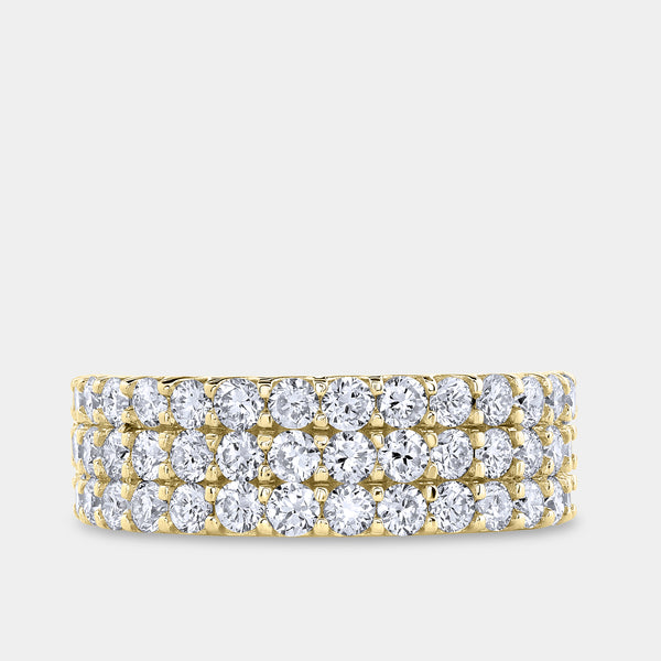 1 and 1/2 Carat Lab-Grown Diamond Three Row U-Cut Anniversary Band — GILDED New York