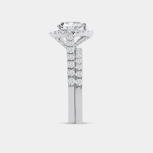 1 and 3/4 Carat Lab-Grown Diamond Pear-Shaped Halo Bridal Set — GILDED New York