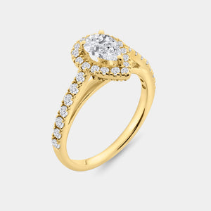 1 and 3/4 Carat Lab-Grown Diamond Pear-Shaped Halo Bridal Set — GILDED New York