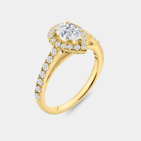 1 and 3/4 Carat Lab-Grown Diamond Pear-Shaped Halo Bridal Set — GILDED New York