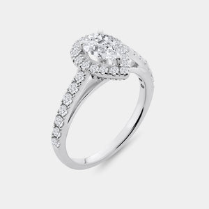 1 and 3/4 Carat Lab-Grown Diamond Pear-Shaped Halo Bridal Set — GILDED New York
