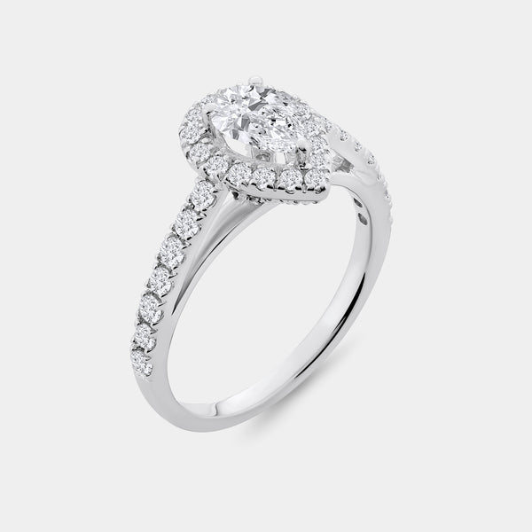 1 and 3/4 Carat Lab-Grown Diamond Pear-Shaped Halo Bridal Set — GILDED New York