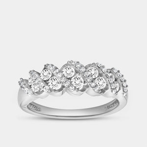 Gilded 1/2 Carat Lab-Grown Diamond Wave Setting Anniversary Band