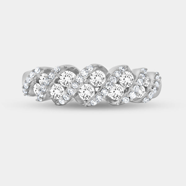 Gilded 1/2 Carat Lab-Grown Diamond Wave Setting Anniversary Band