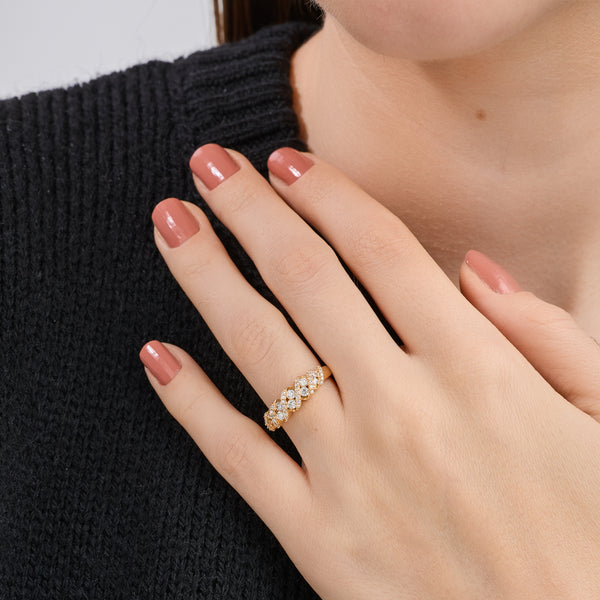 Gilded 1/2 Carat Lab-Grown Diamond Wave Setting Anniversary Band