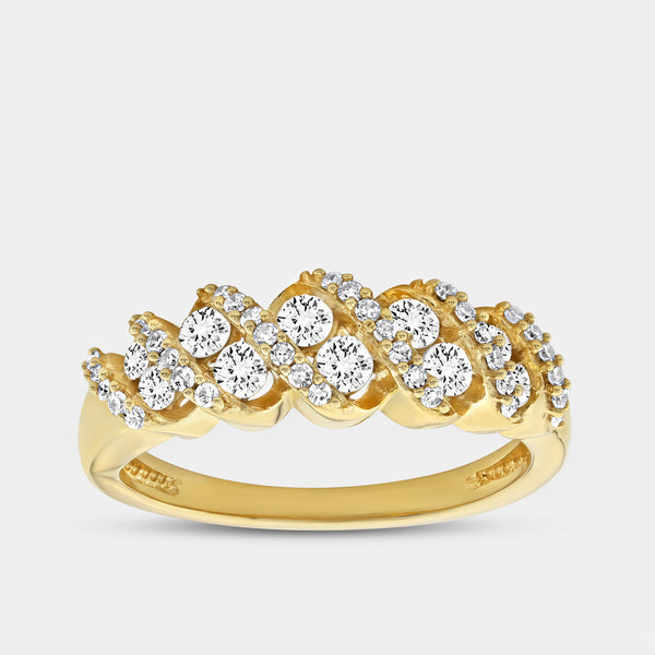 Gilded 1/2 Carat Lab-Grown Diamond Wave Setting Anniversary Band