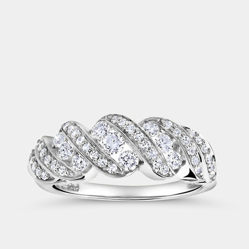 Gilded 1/2 Carat Lab-Grown Diamond Wave Channel Anniversary Band