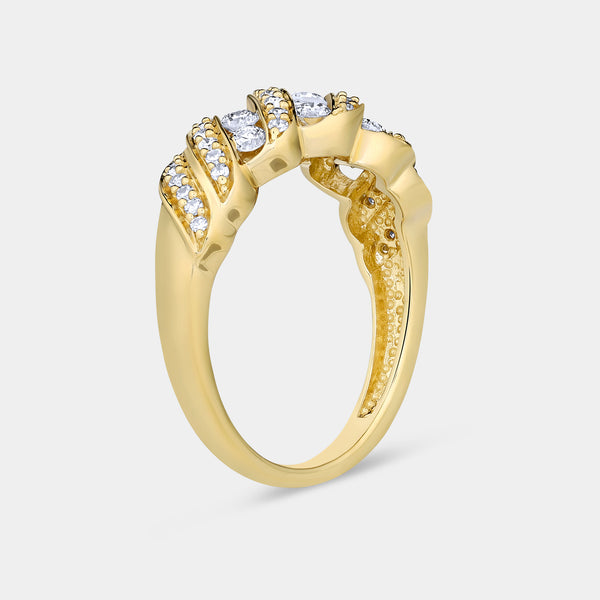 Gilded 1/2 Carat Lab-Grown Diamond Wave Channel Anniversary Band