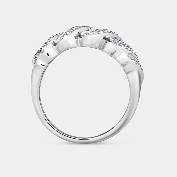Gilded 1/2 Carat Lab-Grown Diamond Wave Channel Anniversary Band