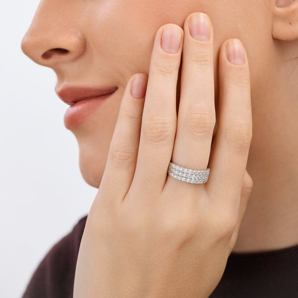 1 Carat Lab-Grown Diamond Three-Row Scallop-Set Anniversary Band — GILDED New York
