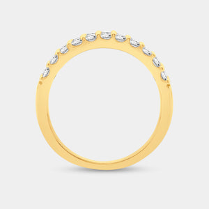 Gilded 1 Carat Lab-Grown Diamond Three-Row Scallop-Set Anniversary Band