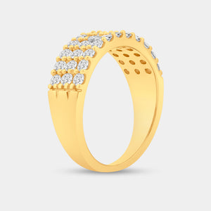 Gilded 1 Carat Lab-Grown Diamond Three-Row Scallop-Set Anniversary Band