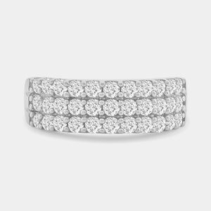 Gilded 1 Carat Lab-Grown Diamond Three-Row Scallop-Set Anniversary Band
