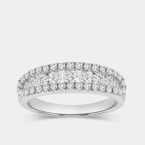 Gilded 3/4 Carat Lab-Grown Diamond One Row Combination of Channel and Prong-Set Anniversary Band