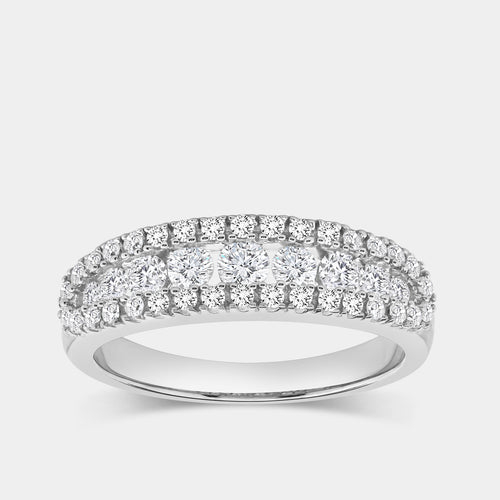 Gilded 3/4 Carat Lab-Grown Diamond One Row Combination of Channel and Prong-Set Anniversary Band