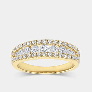 Gilded 3/4 Carat Lab-Grown Diamond One Row Combination of Channel and Prong-Set Anniversary Band