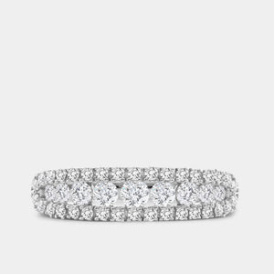Gilded 3/4 Carat Lab-Grown Diamond One Row Combination of Channel and Prong-Set Anniversary Band