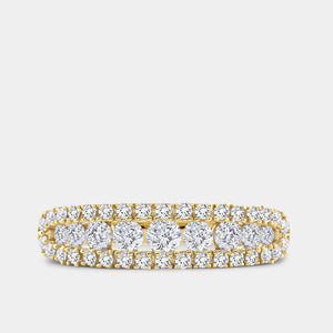 Gilded 3/4 Carat Lab-Grown Diamond One Row Combination of Channel and Prong-Set Anniversary Band