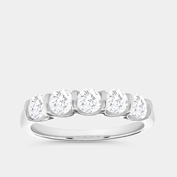 1 Carat Lab-Grown Diamond Round-Shaped Five-Stone Ring in a Bar Setting — GILDED New York