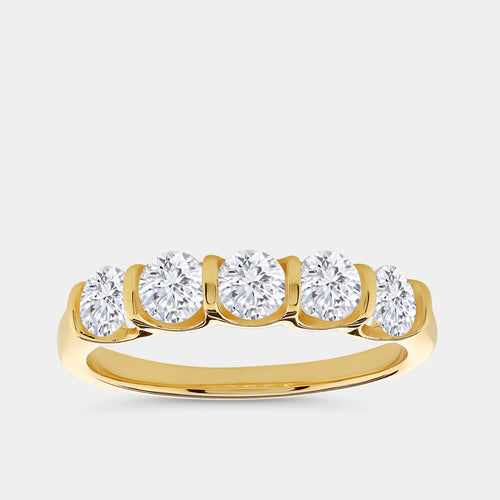 1 Carat Lab-Grown Diamond Round-Shaped Five-Stone Ring in a Bar Setting — GILDED New York