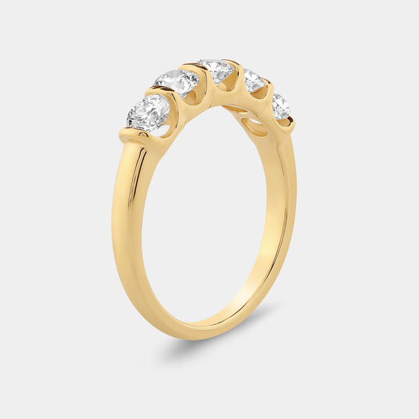 1 Carat Lab-Grown Diamond Round-Shaped Five-Stone Ring in a Bar Setting — GILDED New York