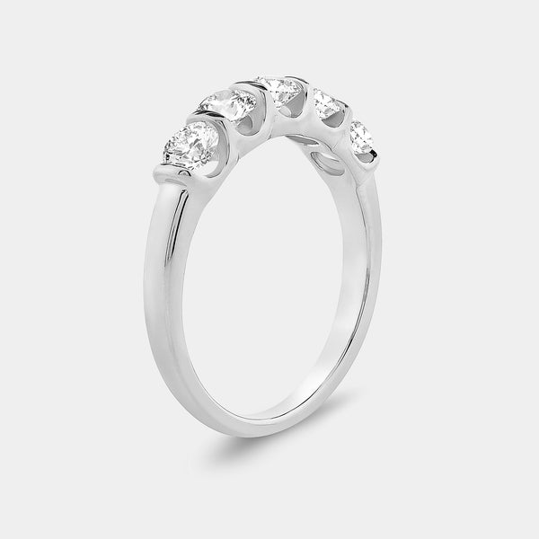 1 Carat Lab-Grown Diamond Round-Shaped Five-Stone Ring in a Bar Setting — GILDED New York
