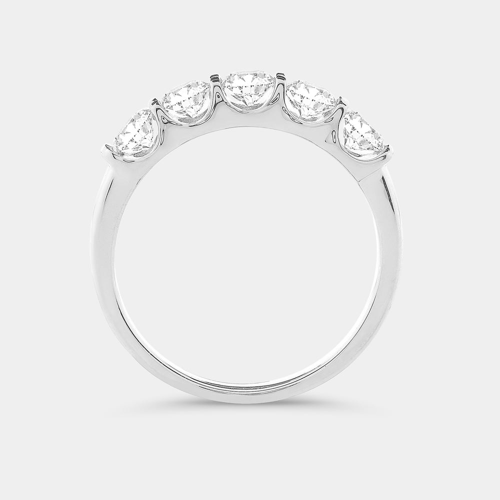 Gilded 1 Carat Lab-Grown Diamond Round-Shaped Five-Stone Ring in a Bar Setting