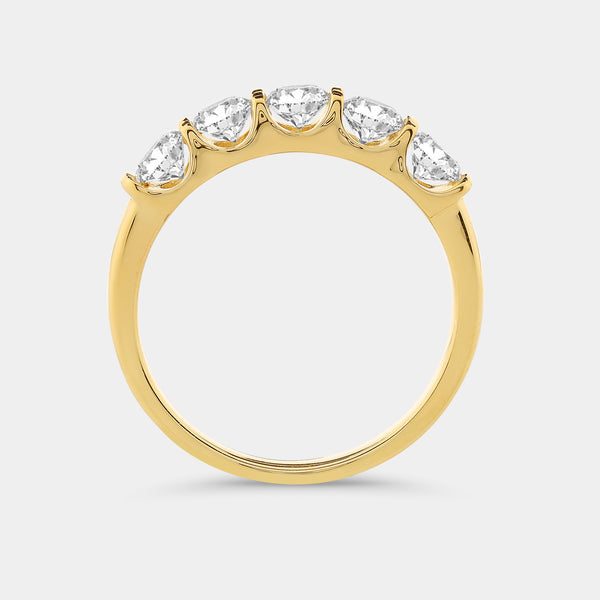 1 Carat Lab-Grown Diamond Round-Shaped Five-Stone Ring in a Bar Setting — GILDED New York