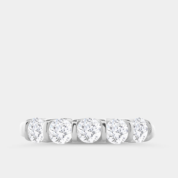 1 Carat Lab-Grown Diamond Round-Shaped Five-Stone Ring in a Bar Setting — GILDED New York