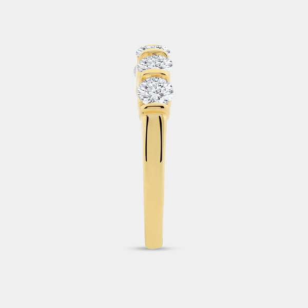 1 Carat Lab-Grown Diamond Round-Shaped Five-Stone Ring in a Bar Setting — GILDED New York