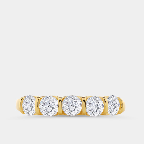 1 Carat Lab-Grown Diamond Round-Shaped Five-Stone Ring in a Bar Setting — GILDED New York