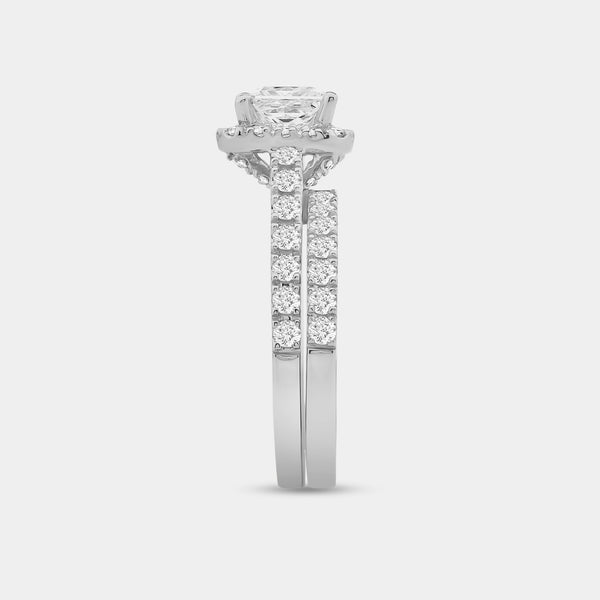 2 Carat Lab-Grown Diamond Princess-Cut Halo Bridal Ring Set — GILDED New York
