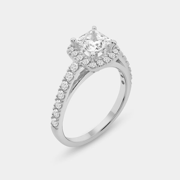 2 Carat Lab-Grown Diamond Princess-Cut Halo Bridal Ring Set — GILDED New York