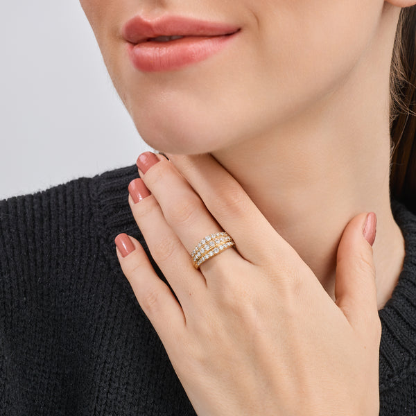 Gilded 1 Carat Lab-Grown Diamond Three-Row Milgrain Boat-Shaped Anniversary Band