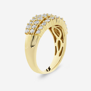 Gilded 1 Carat Lab-Grown Diamond Three-Row Milgrain Boat-Shaped Anniversary Band